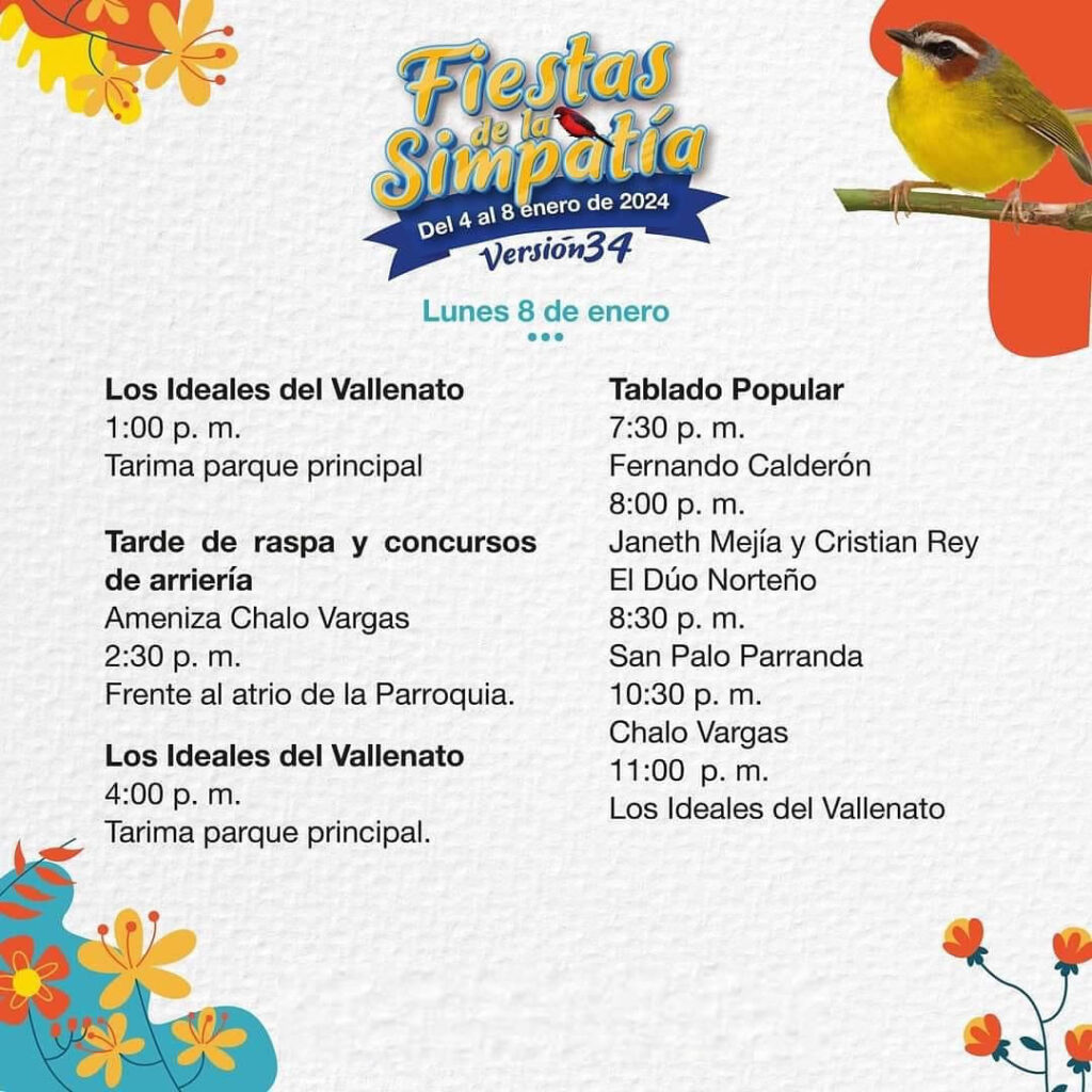 Programacion Fiesta de Alejandria 
Fiestas de la Simpatía 2024